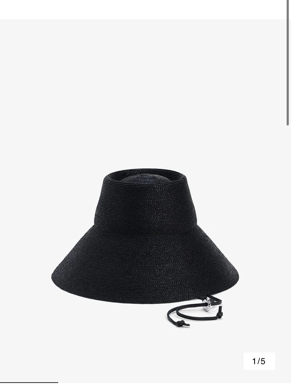 NWT Suni Black Janessa Leone Black Wide-Brim Sun Hat with Chin Tie - Picture 2 of 2